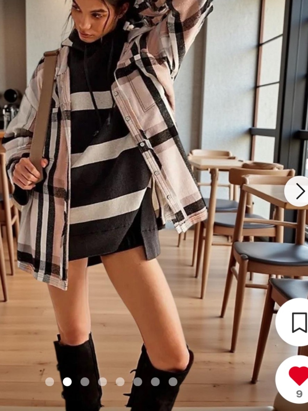 We The Free X Free People Side Street hoodie in Light Gray and Black Stripes